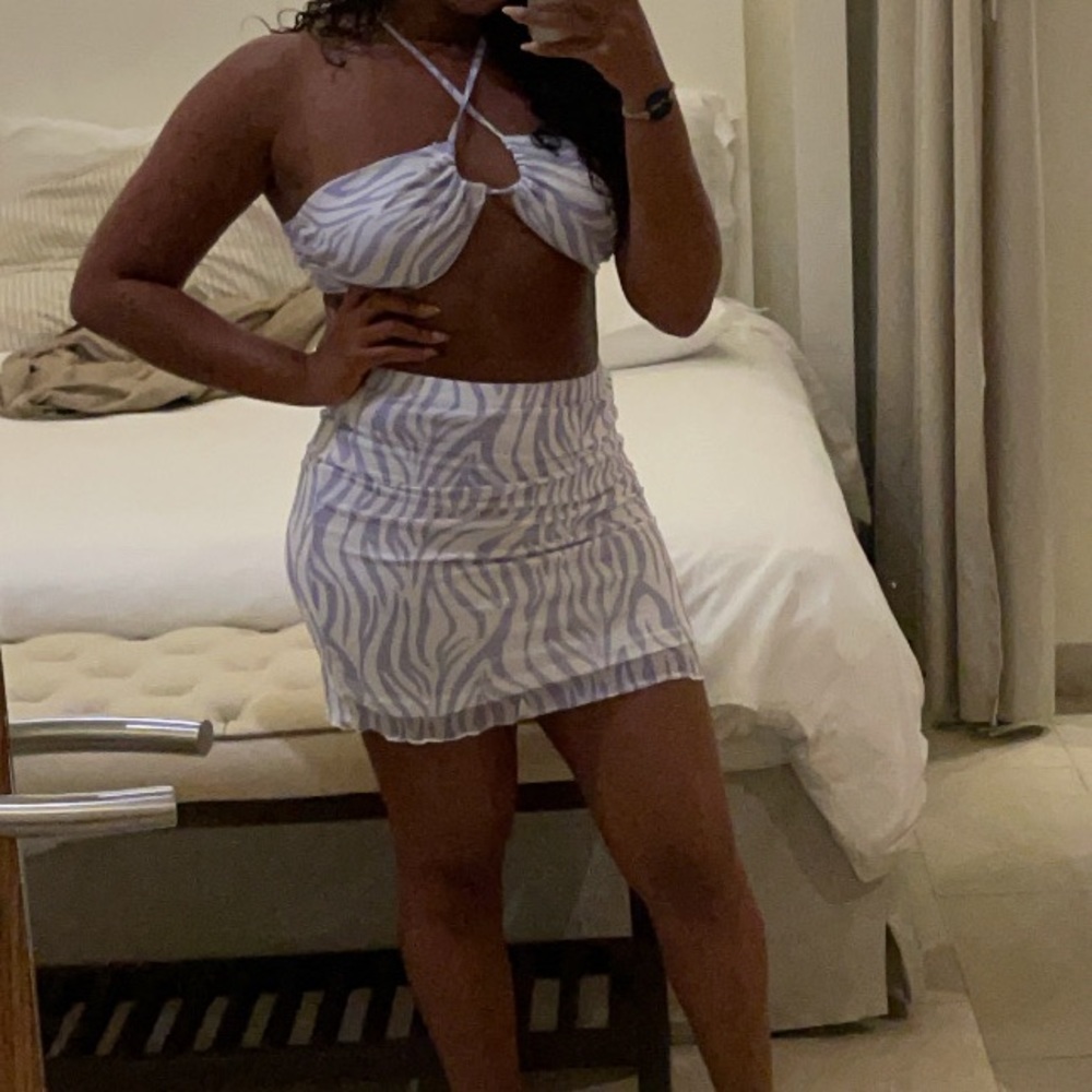 Two piece purple zebra print set